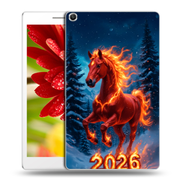 Силиконовый чехол на ASUS ZenPad 8 с принтом Новый год коня