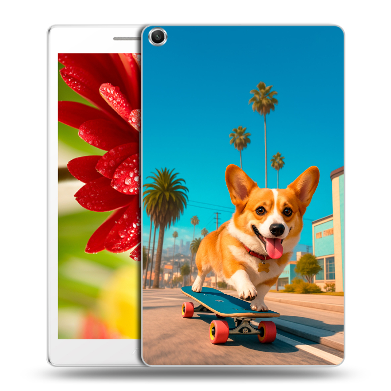 Силиконовый чехол на ASUS ZenPad 8 с принтом Корги на скейте Силиконовый чехол на ASUS ZenPad 8 с принтом Корги на скейте
