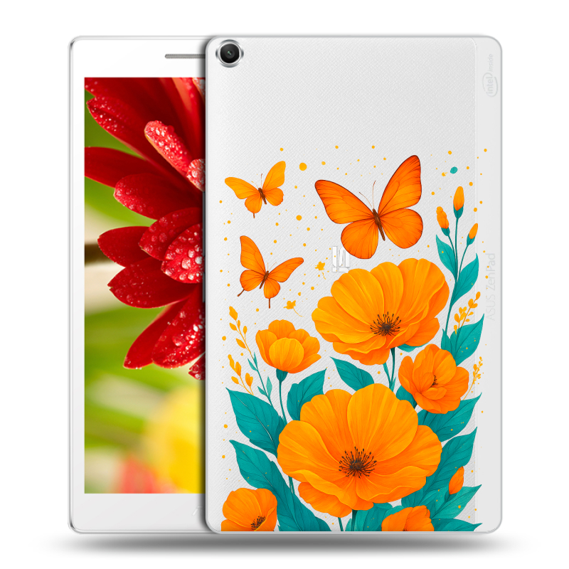 Силиконовый чехол на ASUS ZenPad 8 с принтом цветы бабочки Силиконовый чехол на ASUS ZenPad 8 с принтом цветы бабочки