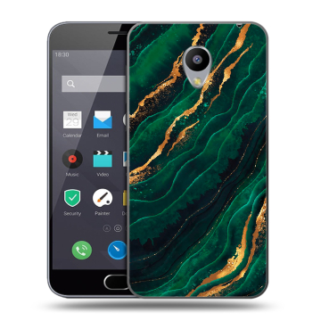 Пластиковый чехол на Meizu M2 Note с принтом Мрамор зеленое золото