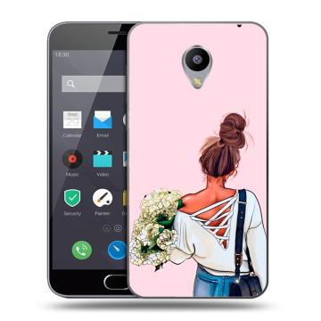 Пластиковый чехол на Meizu M2 Note с принтом Девушка и букет Пластиковый чехол на Meizu M2 Note с принтом Девушка и букет