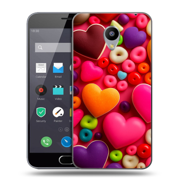 Пластиковый чехол на Meizu M2 Note с принтом Сердечки Пластиковый чехол на Meizu M2 Note с принтом Сердечки