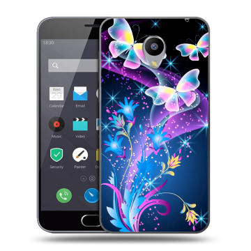 Пластиковый чехол на Meizu M2 Note с принтом Бабочки