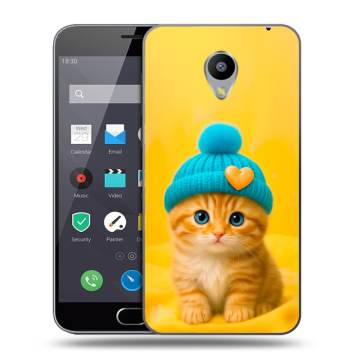 Пластиковый чехол на Meizu M2 Note с принтом Котенок в шапке