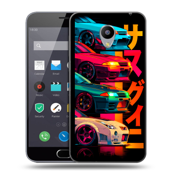 Пластиковый чехол на Meizu M2 Note с принтом Гоночные машины