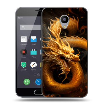 Пластиковый чехол на Meizu M2 Note с принтом Золотой дракон