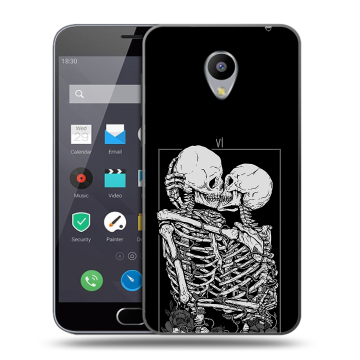 Пластиковый чехол на Meizu M2 Note с принтом Поцелуй скелетов Пластиковый чехол на Meizu M2 Note с принтом Поцелуй скелетов