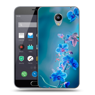 Пластиковый чехол на Meizu M2 Note с принтом Голубые цветы