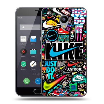 Пластиковый чехол на Meizu M2 Note с принтом найк nike черный