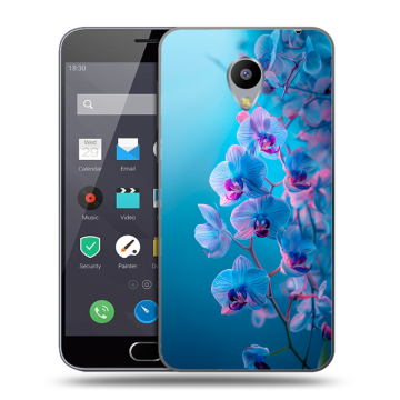Пластиковый чехол на Meizu M2 Note с принтом голубые орхидеи Пластиковый чехол на Meizu M2 Note с принтом голубые орхидеи
