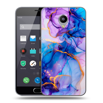 Пластиковый чехол на Meizu M2 Note с принтом синий мрамор