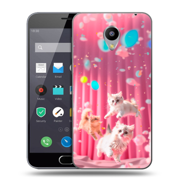 Пластиковый чехол на Meizu M2 Note с принтом милые котики