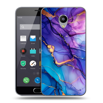Пластиковый чехол на Meizu M2 Note с принтом синий мрамор Пластиковый чехол на Meizu M2 Note с принтом синий мрамор