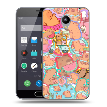 Пластиковый чехол на Meizu M2 Note с принтом капибары