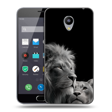 Пластиковый чехол на Meizu M2 Note с принтом Лев кошки