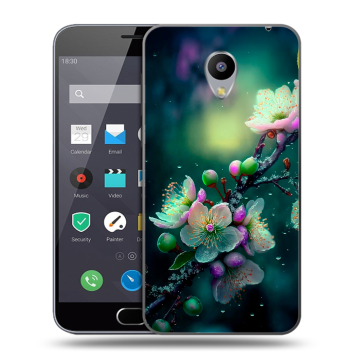 Пластиковый чехол на Meizu M2 Note с принтом Цветы и мрамор Пластиковый чехол на Meizu M2 Note с принтом Цветы и мрамор
