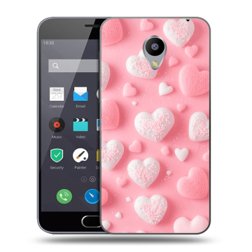 Пластиковый чехол на Meizu M2 Note с принтом Сердечки