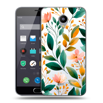 Пластиковый чехол на Meizu M2 Note с принтом Цветы паттерн