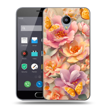 Пластиковый чехол на Meizu M2 Note с принтом Цветы и бабочки