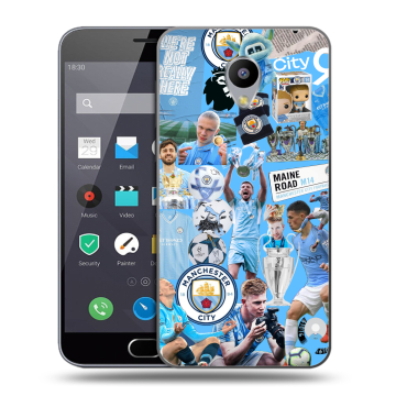 Пластиковый чехол на Meizu M2 Note с принтом Man City Манчестер Сити