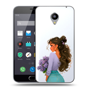 Пластиковый чехол на Meizu M2 Note с принтом девушка цветы