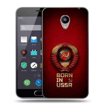 Пластиковый чехол на Meizu M2 Note с принтом Флаг Герб СССР