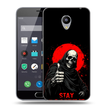 Пластиковый чехол на Meizu M2 Note с принтом смешной скелет
