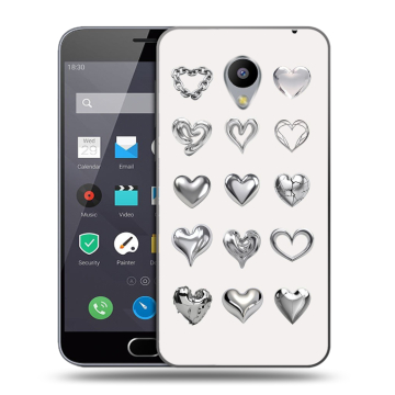 Пластиковый чехол на Meizu M2 Note с принтом Y2K сердечки Пластиковый чехол на Meizu M2 Note с принтом Y2K сердечки