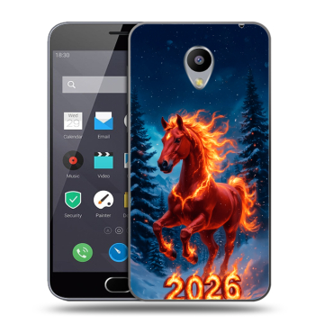 Пластиковый чехол на Meizu M2 Note с принтом Новый год коня