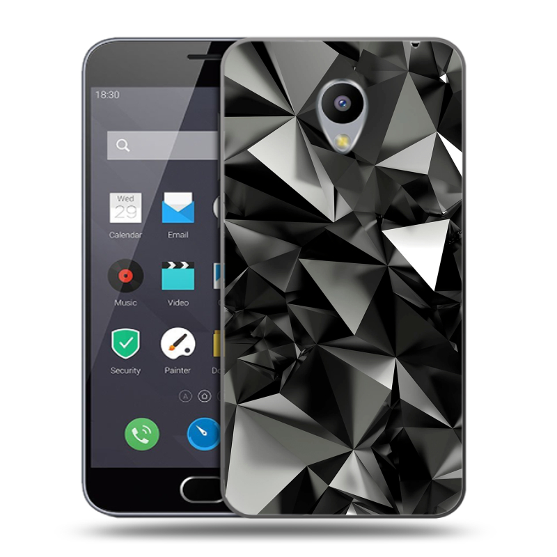 Пластиковый чехол на Meizu M2 Note с принтом Черные кристаллы Пластиковый чехол на Meizu M2 Note с принтом Черные кристаллы