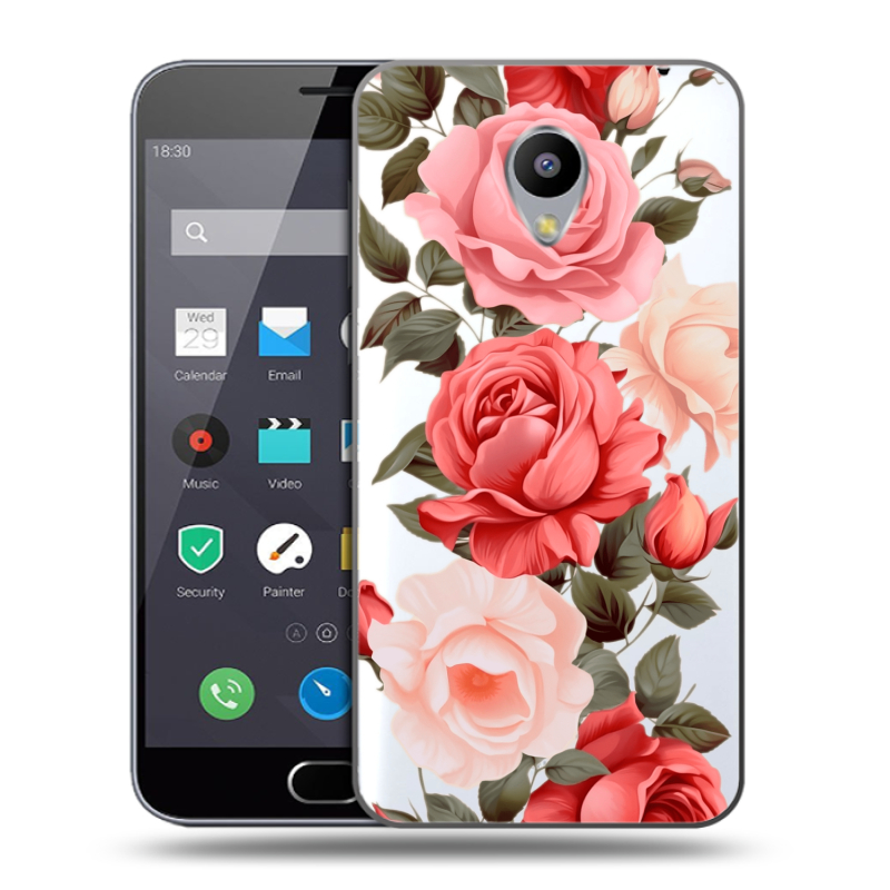 Пластиковый чехол на Meizu M2 Note с принтом Розы Пластиковый чехол на Meizu M2 Note с принтом Розы