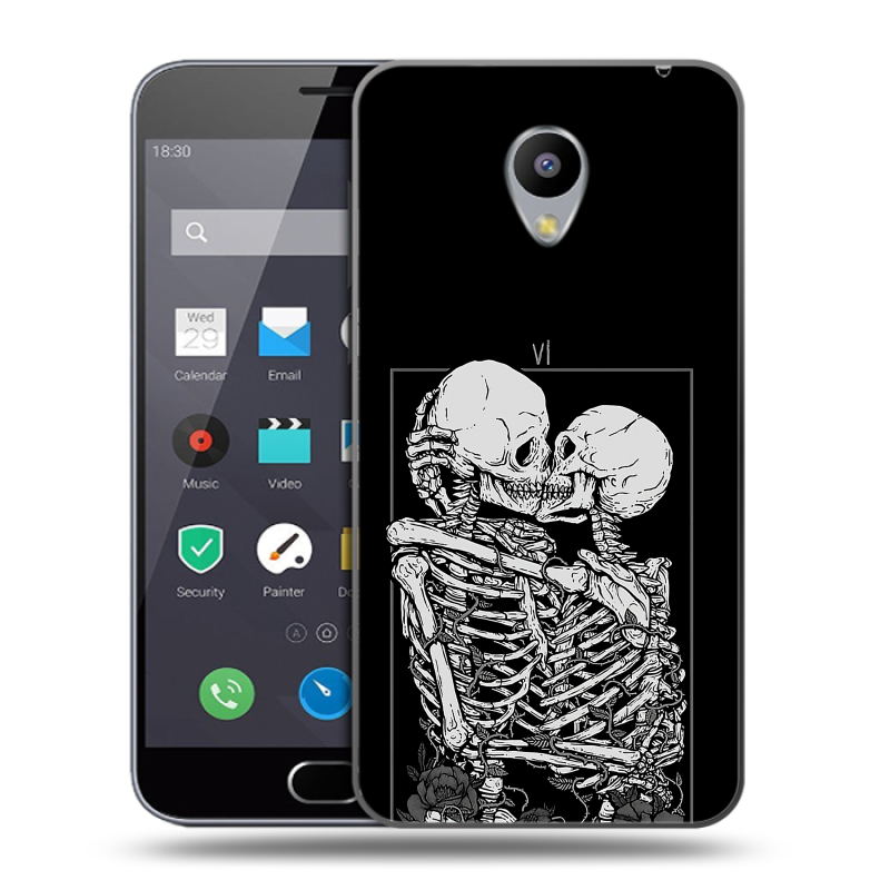 Пластиковый чехол на Meizu M2 Note с принтом Поцелуй скелетов Пластиковый чехол на Meizu M2 Note с принтом Поцелуй скелетов