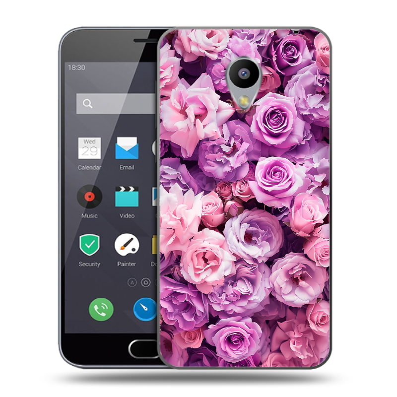 Пластиковый чехол на Meizu M2 Note с принтом лавандовые розы Пластиковый чехол на Meizu M2 Note с принтом лавандовые розы