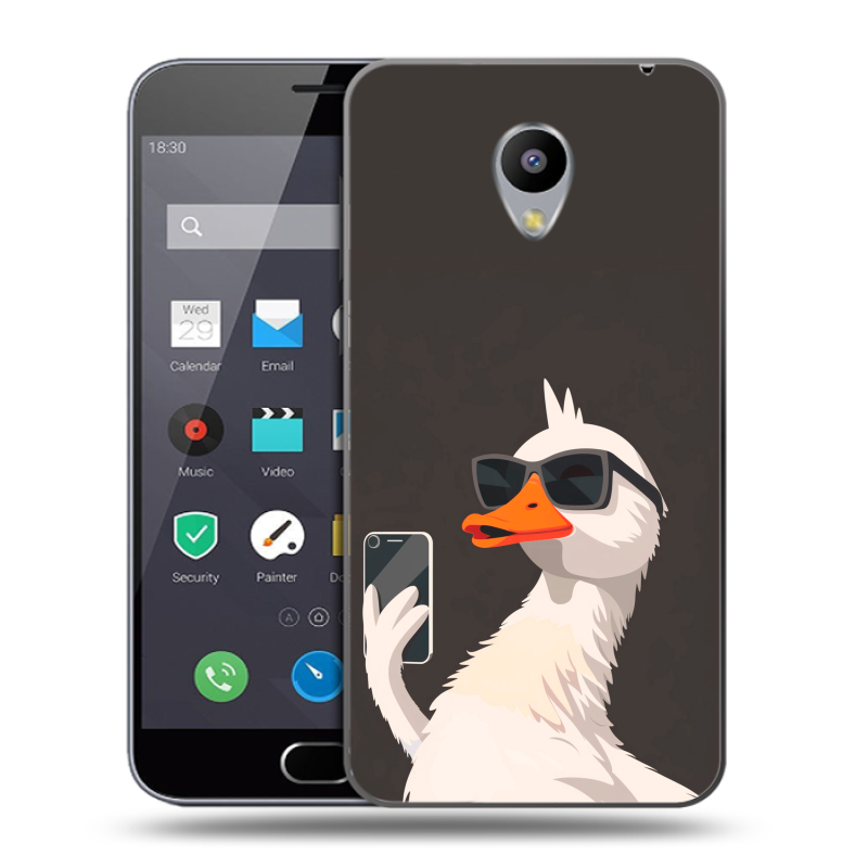 Пластиковый чехол на Meizu M2 Note с принтом утка в очках Пластиковый чехол на Meizu M2 Note с принтом утка в очках