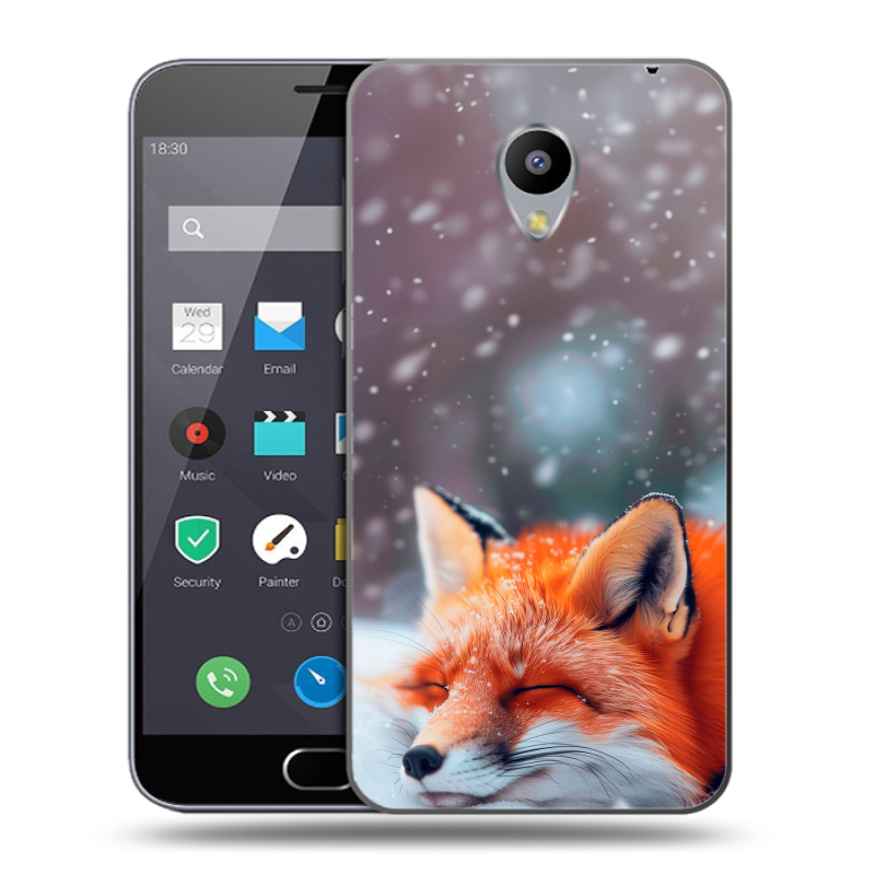 Пластиковый чехол на Meizu M2 Note с принтом лиса Пластиковый чехол на Meizu M2 Note с принтом лиса