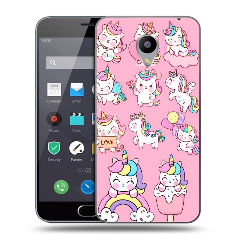 Пластиковый чехол на Meizu M2 Note с принтом Единороги и радуга Пластиковый чехол на Meizu M2 Note с принтом Единороги и радуга