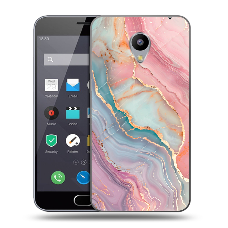 Пластиковый чехол на Meizu M2 Note с принтом розовый мрамор Пластиковый чехол на Meizu M2 Note с принтом розовый мрамор