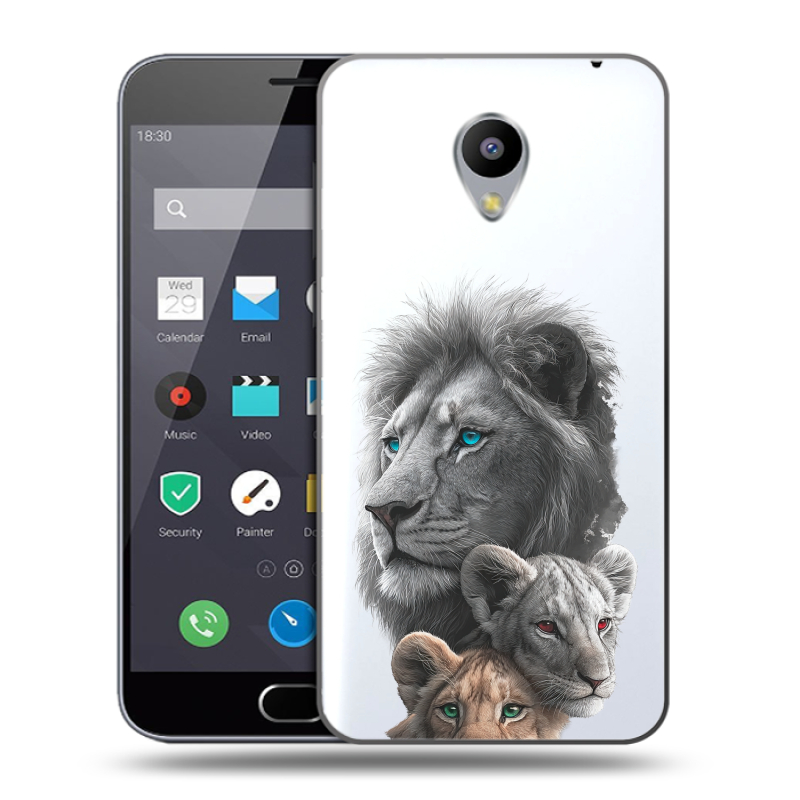 Пластиковый чехол на Meizu M2 Note с принтом Львы Пластиковый чехол на Meizu M2 Note с принтом Львы