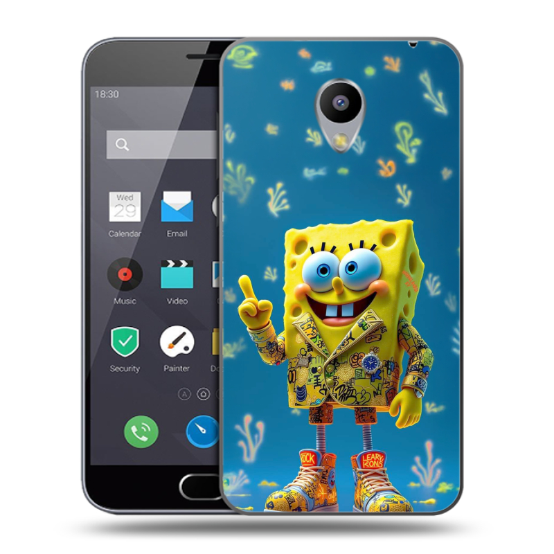 Пластиковый чехол на Meizu M2 Note с принтом Спанч боб Спанчбоб Пластиковый чехол на Meizu M2 Note с принтом Спанч боб Спанчбоб