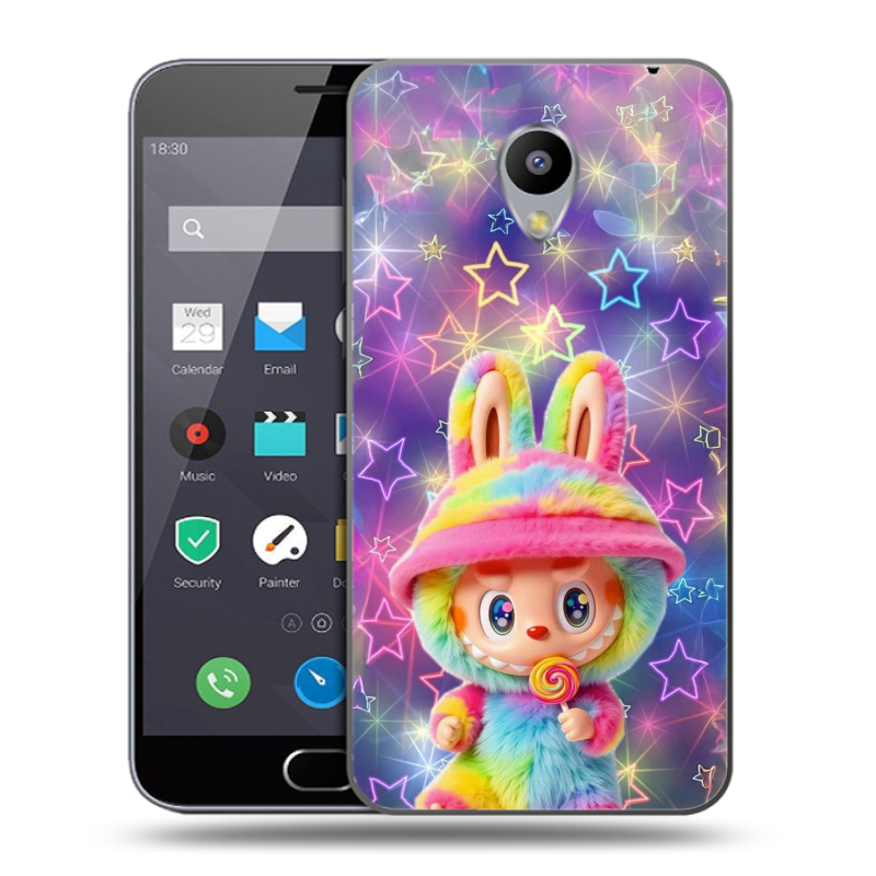 Пластиковый чехол на Meizu M2 Note с принтом Labubu Лабубу Пластиковый чехол на Meizu M2 Note с принтом Labubu Лабубу