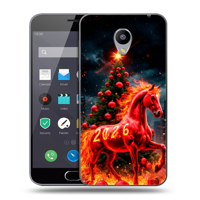Пластиковый чехол на Meizu M2 Note с принтом Новый год Пластиковый чехол на Meizu M2 Note с принтом Новый год