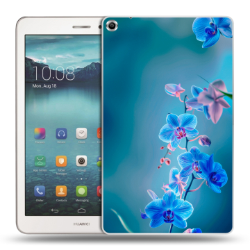 Силиконовый чехол на Huawei MediaPad T1 8.0 с принтом Голубые цветы Силиконовый чехол на Huawei MediaPad T1 8.0 с принтом Голубые цветы