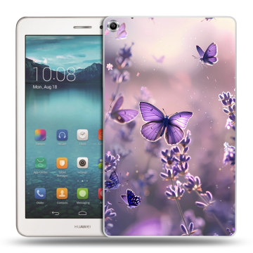 Силиконовый чехол на Huawei MediaPad T1 8.0 с принтом бабочки и лаванда Силиконовый чехол на Huawei MediaPad T1 8.0 с принтом бабочки и лаванда