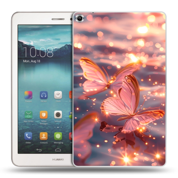 Силиконовый чехол на Huawei MediaPad T1 8.0 с принтом бабочки розовые Силиконовый чехол на Huawei MediaPad T1 8.0 с принтом бабочки розовые