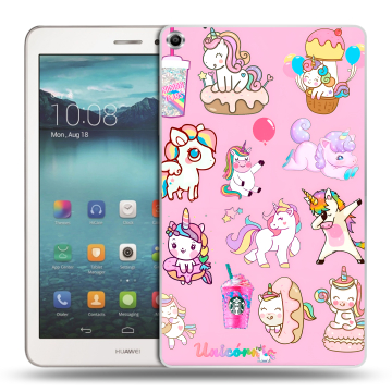 Силиконовый чехол на Huawei MediaPad T1 8.0 с принтом розовые единороги Силиконовый чехол на Huawei MediaPad T1 8.0 с принтом розовые единороги