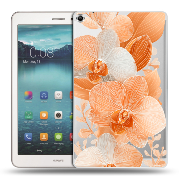 Силиконовый чехол на Huawei MediaPad T1 8.0 с принтом Бежевые цветы Силиконовый чехол на Huawei MediaPad T1 8.0 с принтом Бежевые цветы