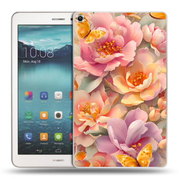 Силиконовый чехол на Huawei MediaPad T1 8.0 с принтом Цветы и бабочки Силиконовый чехол на Huawei MediaPad T1 8.0 с принтом Цветы и бабочки