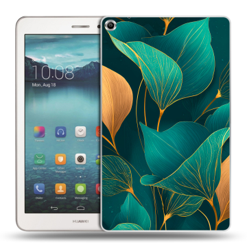 Силиконовый чехол на Huawei MediaPad T1 8.0 с принтом Листья и золото Силиконовый чехол на Huawei MediaPad T1 8.0 с принтом Листья и золото