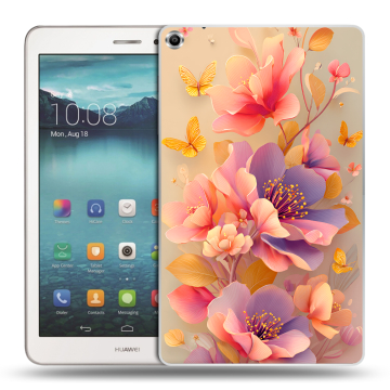 Силиконовый чехол на Huawei MediaPad T1 8.0 с принтом Цветы и бабочки