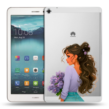 Силиконовый чехол на Huawei MediaPad T1 8.0 с принтом девушка цветы